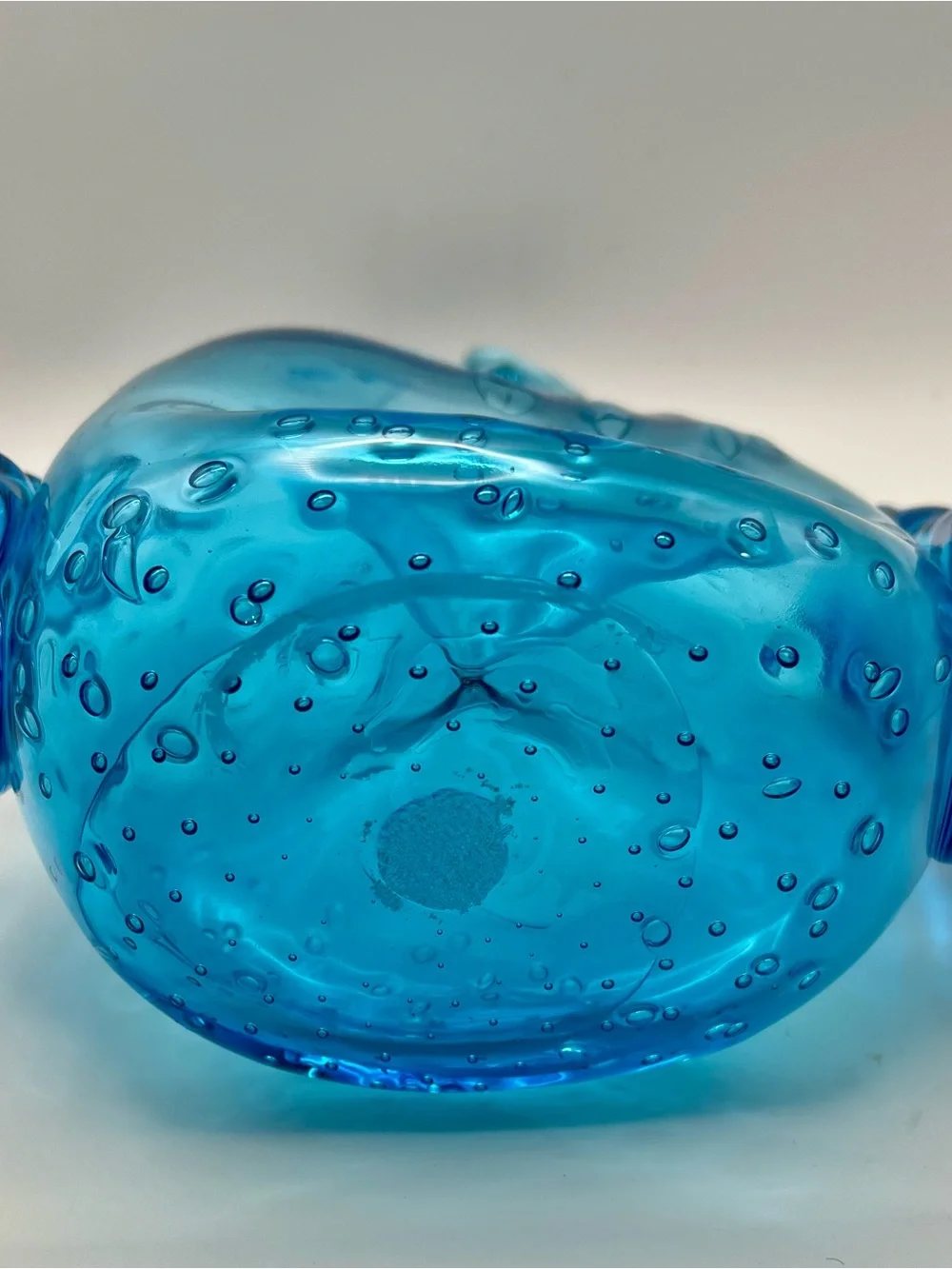 Murano Style MCM Handblown Blue Glass Art Vase 8”